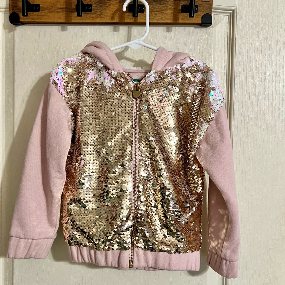 Sequined Zip-Up Hoodie